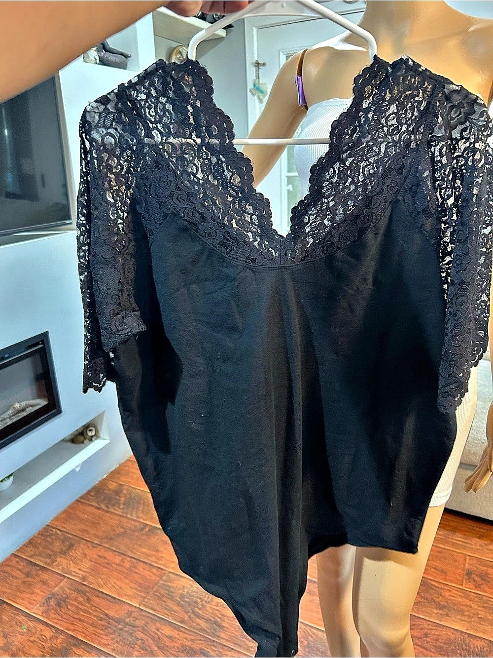 Torrid Black Lace Sleeve Bodysuit